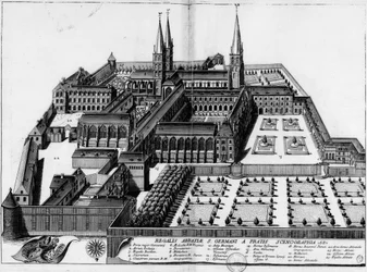 Plate from 1687, showing the abbey of St. Germain des Prés in Paris